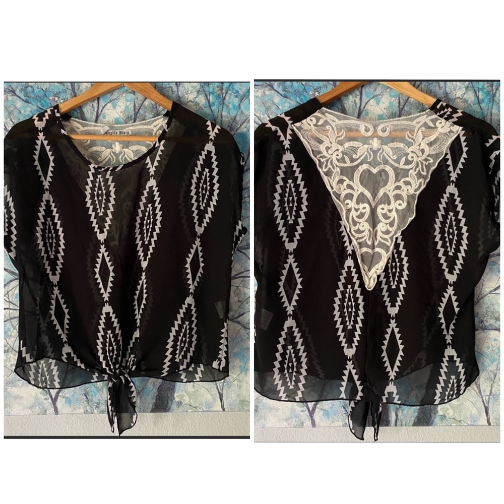Aztec Sheer Lace Back Top